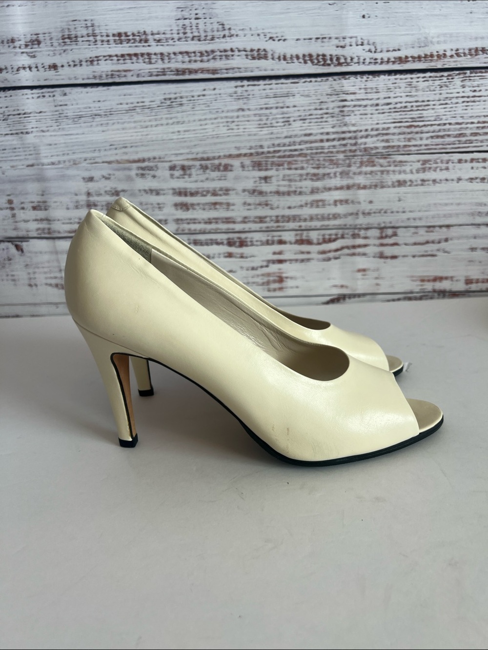 VIA SPIGA CREAM WHITE OPEN TOE WOMENS HEELS SIZE 7 1/2 B - Picture 5 of 10